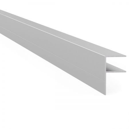 Aluminium F afwerkingsprofiel tbv 16 mm plaat, lengte 300 cm, blank aluminium