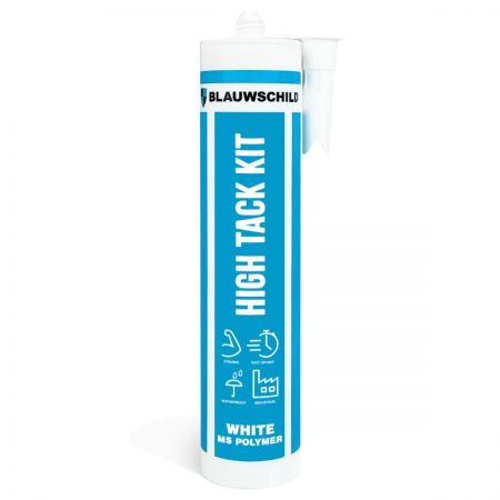 Blauwschild High Tack kit, wit. Extreem sterke montagelijm voor kunststoffen, 290 ml