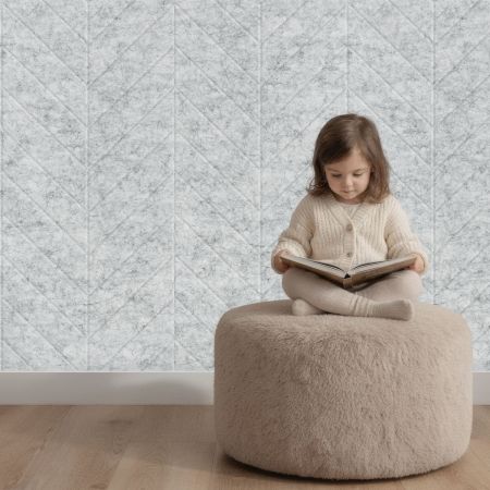 Wandpaneel vilt, Hongaarse punt, grijs marmer – 2950 x 600 mm