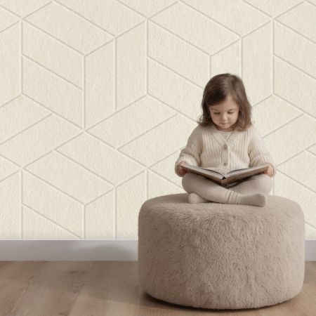 Wandpaneel vilt, kubus, licht beige - 2950 x 1200 mm