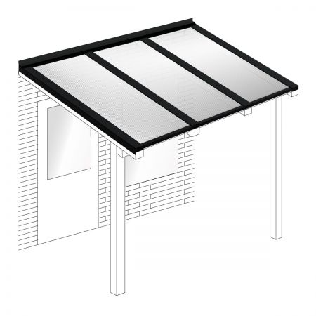 Polycarbonaat kanaalplaten dak transparant compleet, aan muur, breedte tot 3 m x diepte tot 2,5 m