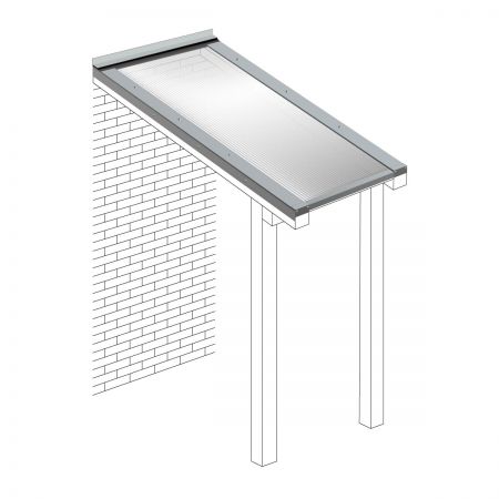Polycarbonaat kanaalplaten dak transparant compleet, aan muur, breedte tot 1 m x diepte tot 2,5 m