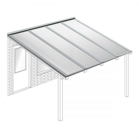 Polycarbonaat kanaalplaten dak transparant compleet, aan muur, breedte tot 4 m x diepte tot 3,5 m