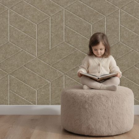 Wandpaneel vilt, kubus, taupe – 2950 x 1200 mm