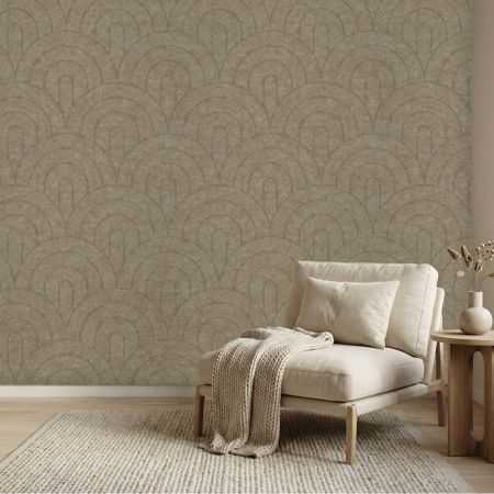 Wandpaneel vilt, waaier, taupe – 2950 x 1200 mm