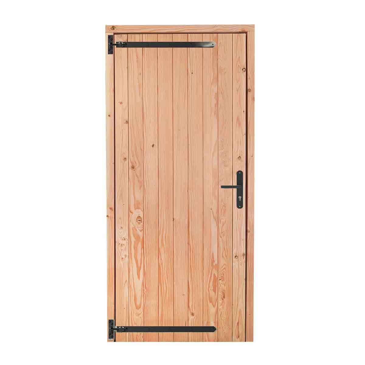 Douglas houten deur enkel, inclusief zwart beslag